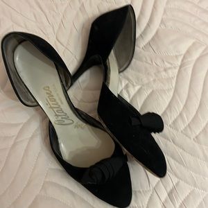 Black suede pumps